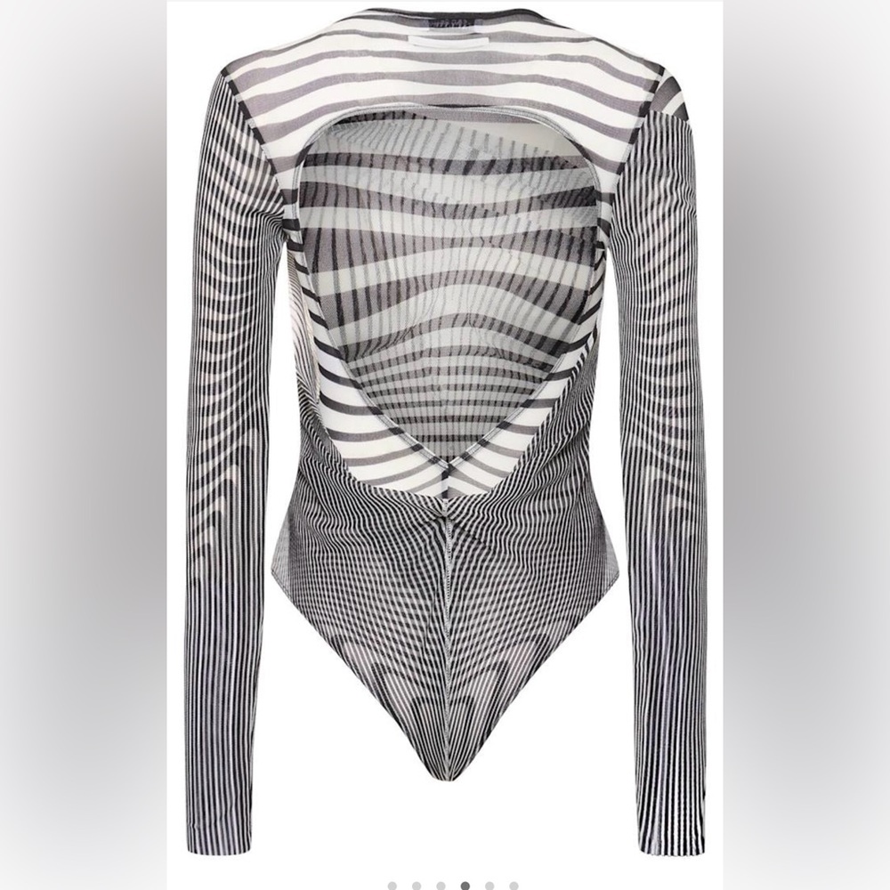 NEW Jean Paul Gaultier Body Morphing Mesh Black and White Sheer Bodysuit NWOT - Picture 11 of 15